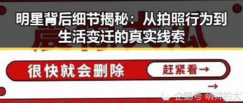 明星背后细节揭秘:从拍照行为到生活变迁的真实线索